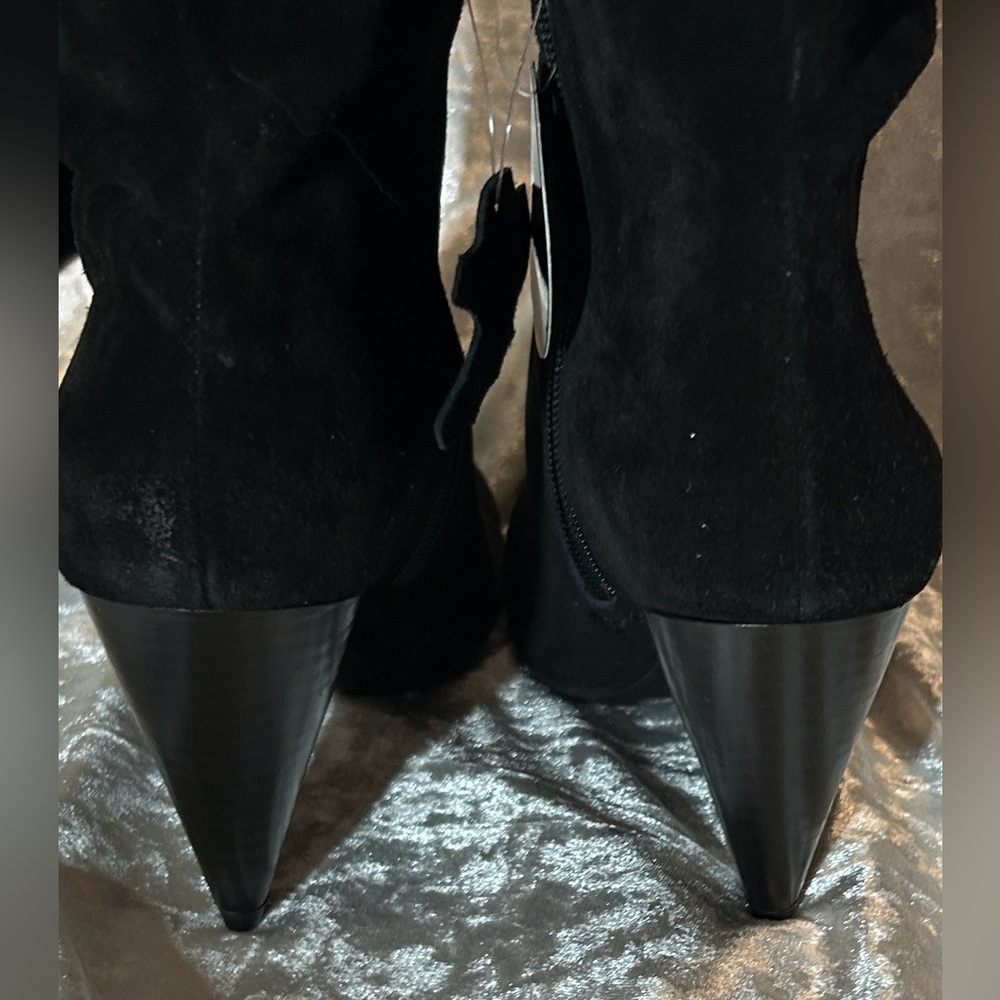 NWOB INC LEATHER BLACK SUEDE BOOTS 7 - Picture 4 of 11